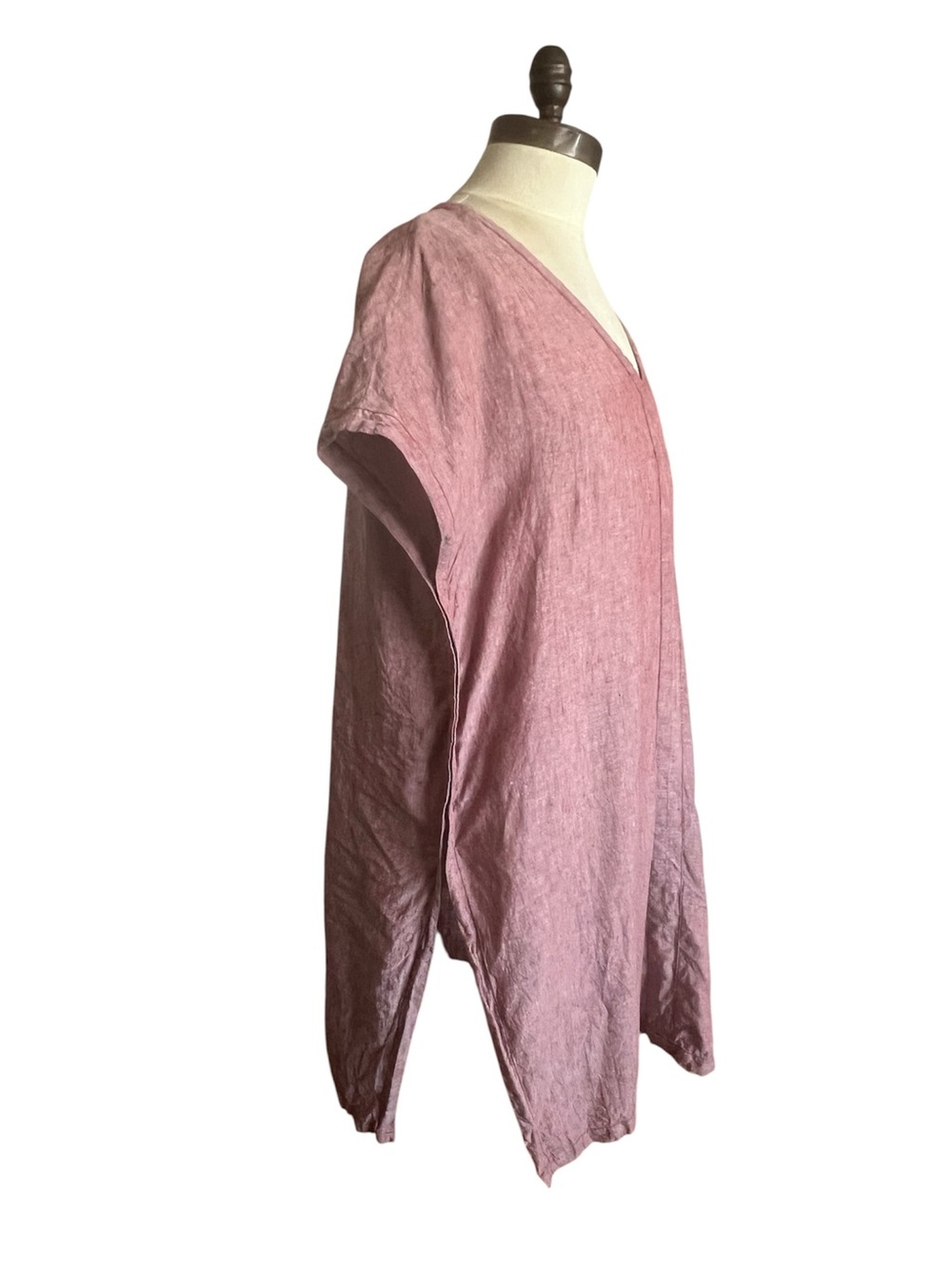 Poetry 100% Linen Tunic Dress Dusty Rose SZ 12/14 V-Neck Summer Vacay Minimalist - Picture 3 of 8